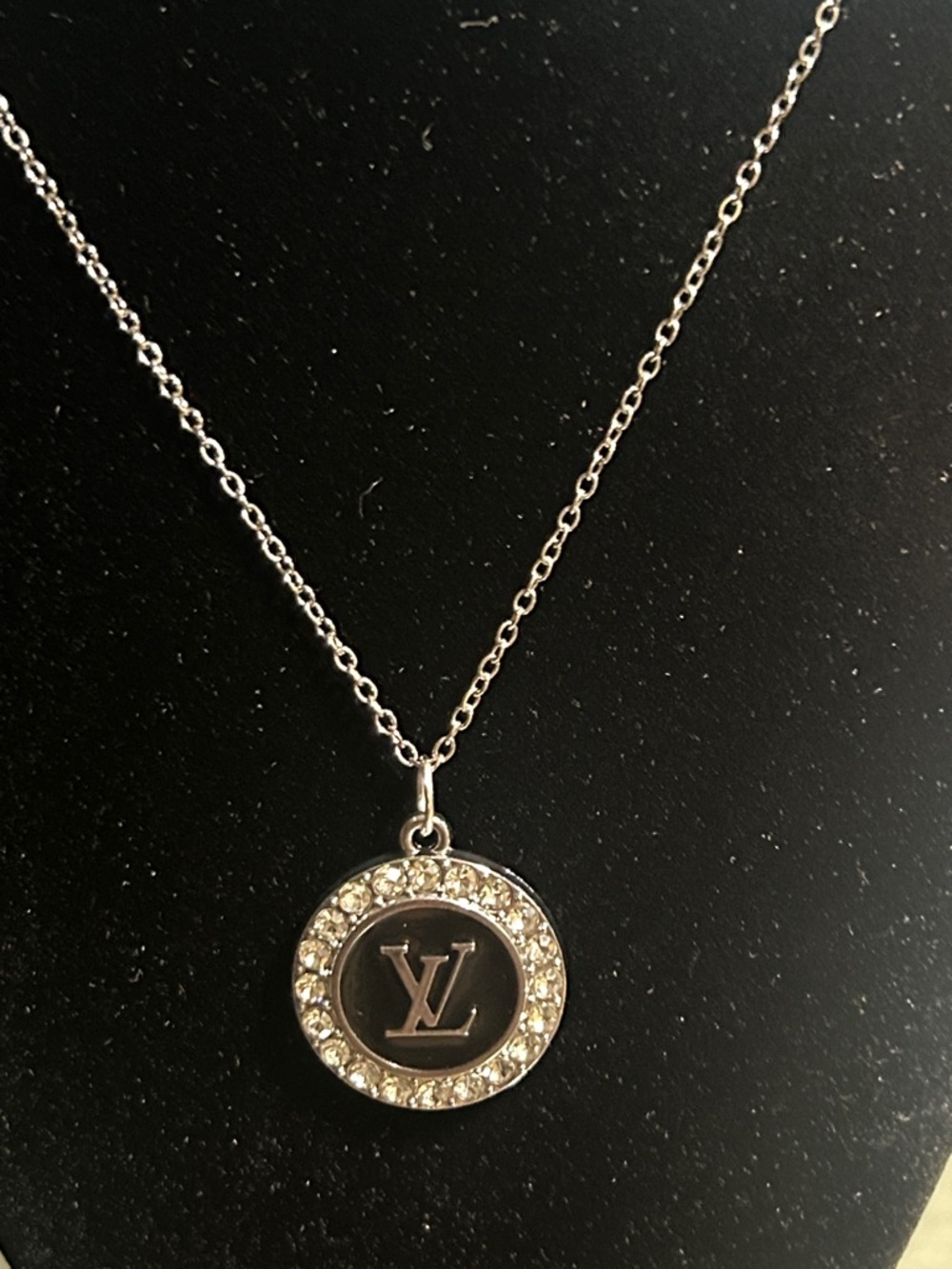 crystal Halo Circle Pendant Necklace - Silver-signed/stamped